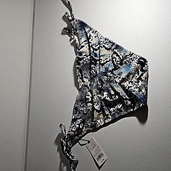 Shade & Shore Low Coverage Ruched Cheeky String Ties NWT Black/Wht/ Blue Snake - Picture 11 of 16